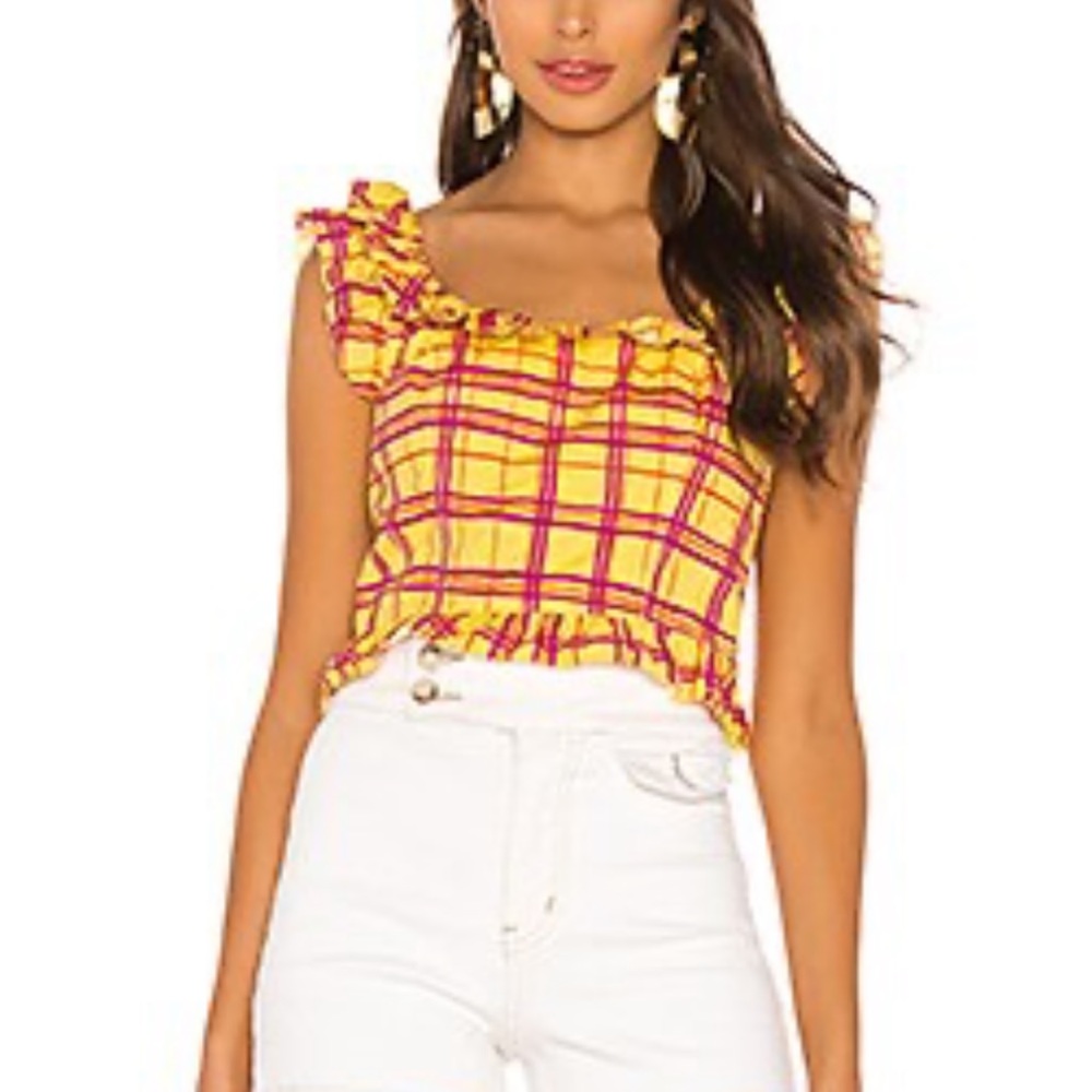 The Laci Top in Yellow Plaid